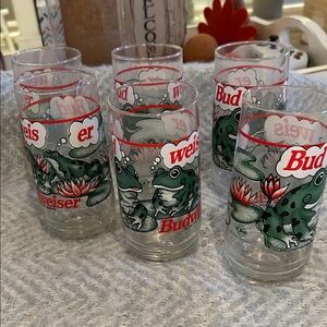Set of six vintage Budweiser glasses.